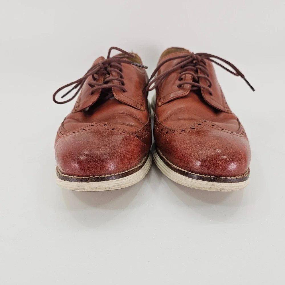 Cole Haan Original Grand Mens Wingtip Oxford Shoes British Tan‎ Leather 9.5